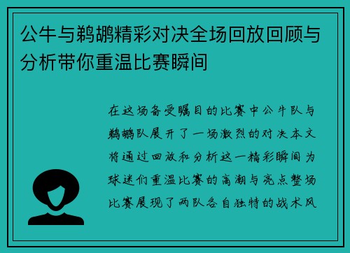 公牛与鹈鹕精彩对决全场回放回顾与分析带你重温比赛瞬间